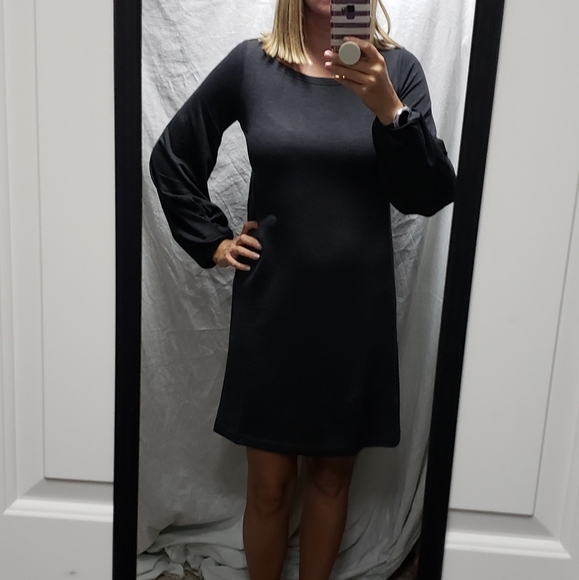 Loft A line long sleeve dress grey SMALL TALL - Picture 2 of 8